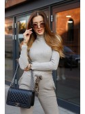 Women\'s turtleneck made of ribbed fabric, beige 5809 - Online store - Boutique